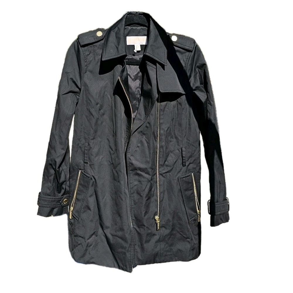 Michael Kors Black Casual Pockets Ziper Jacket Sz. X-Small / No Belt-Worn Twice